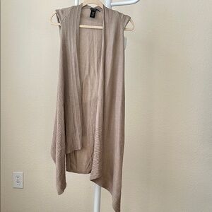 Tan Sleeveless Open Front Cardigan